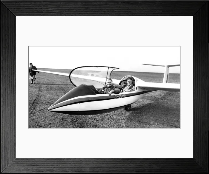 Framed Print : Members of the Northumbria Gliding Club with their new Rumanian glider the 1828B in which