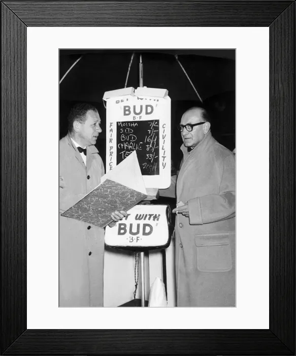 Framed Print : Sidney James and Bud Flanagan as bookmakers 1963 Framed Print : Sidney James and Bud Flanagan as bookmakers 1963