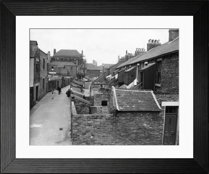 Framed Print : Derelict housing in an area of Newcastle