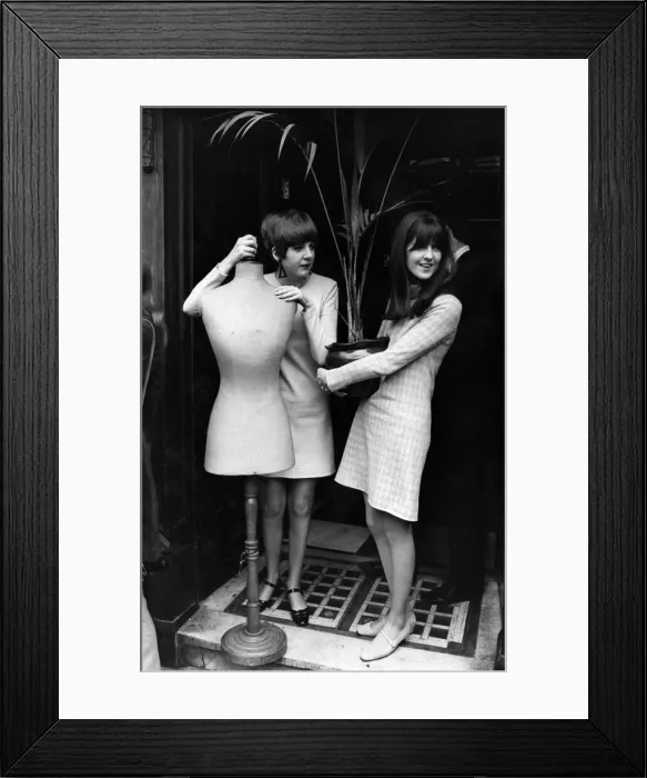 Framed Print : Cilla Black (holding tailors dummy) and Cathy McGowan (with potted plant Framed Print : Cilla Black (holding tailors dummy) and Cathy McGowan (with potted plant