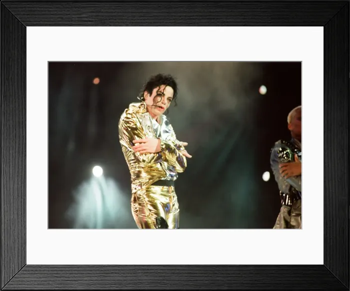 Framed Print : Michael Jackson seen here on stage in Prague. 8th September 1996 Framed Print : Michael Jackson seen here on stage in Prague. 8th September 1996