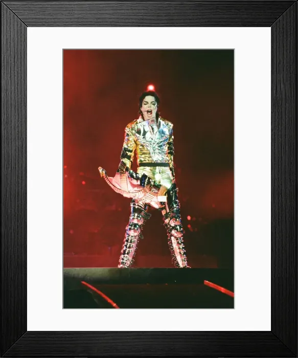 Framed Print : Michael Jackson seen here on stage in Prague. 8th September 1996
