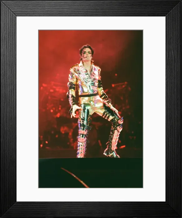 Framed Print : Michael Jackson seen here on stage in Prague. 8th September 1996
