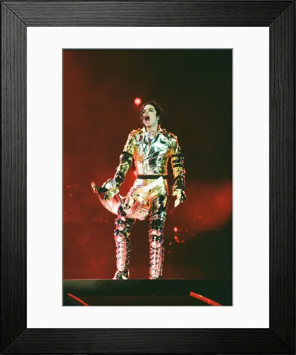 Framed Print : Michael Jackson seen here on stage in Prague. 8th September 1996 Framed Print : Michael Jackson seen here on stage in Prague. 8th September 1996