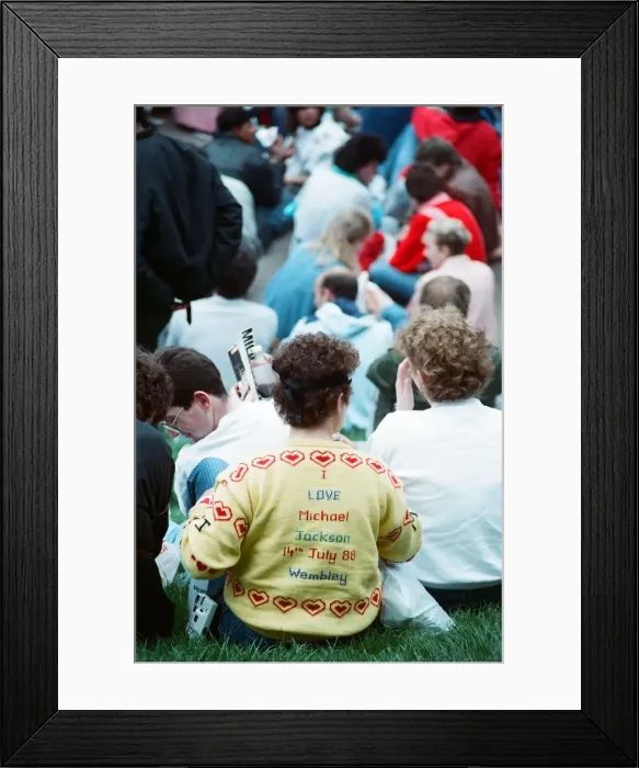 Framed Print : Audience gather outside the Wembley arena prior to the Michael Jackson concert Framed Print : Audience gather outside the Wembley arena prior to the Michael Jackson concert