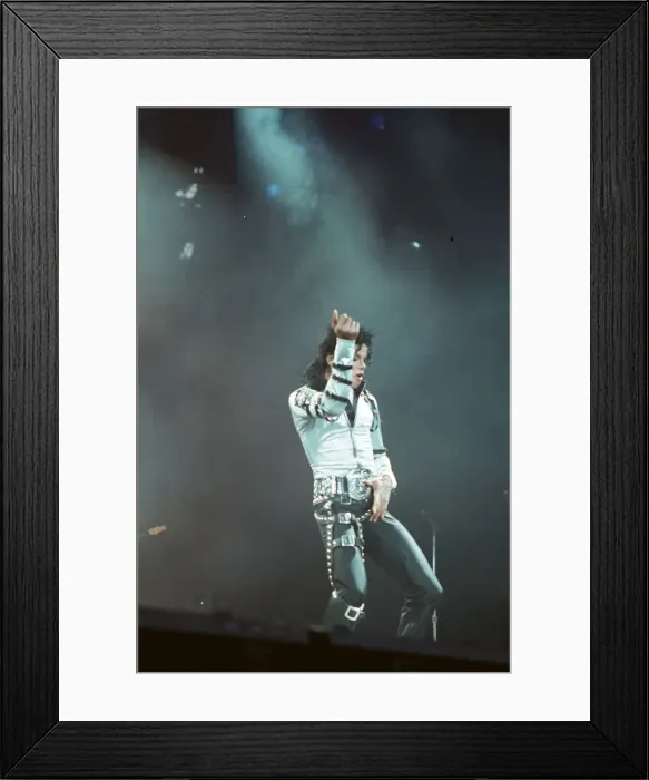Framed Print : Michael Jackson can be seen performing on stage at Wembley during the Bad concert tour Framed Print : Michael Jackson can be seen performing on stage at Wembley during the Bad concert tour