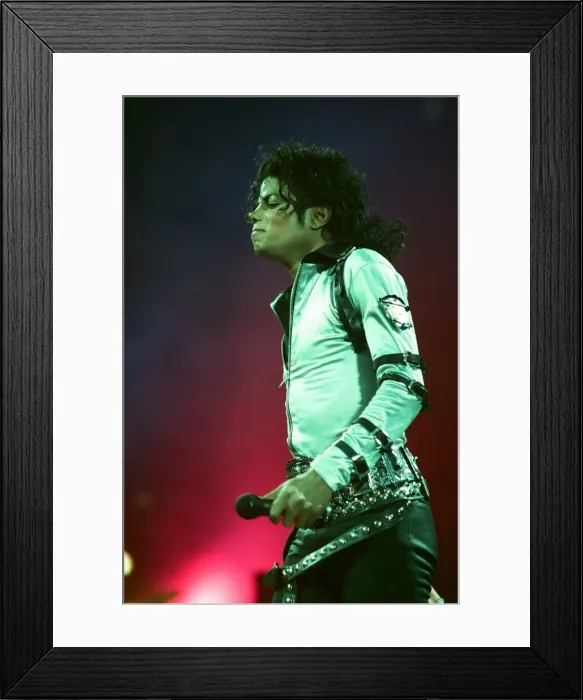 Framed Print : Michael Jackson can be seen performing on stage at Wembley during the Bad concert tour