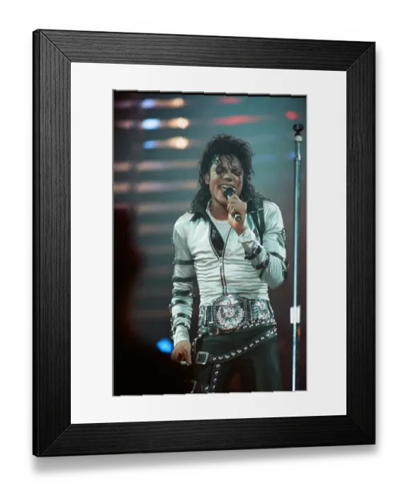 Framed Print : Michael Jackson can be seen performing on stage at Wembley during the Bad concert tour