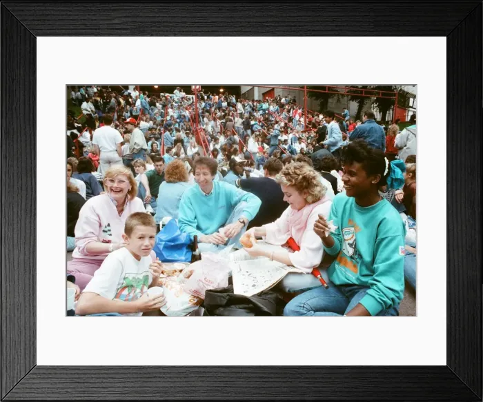 Framed Print : Audience gather outside the Wembley arena prior to the Michael Jackson concert Framed Print : Audience gather outside the Wembley arena prior to the Michael Jackson concert