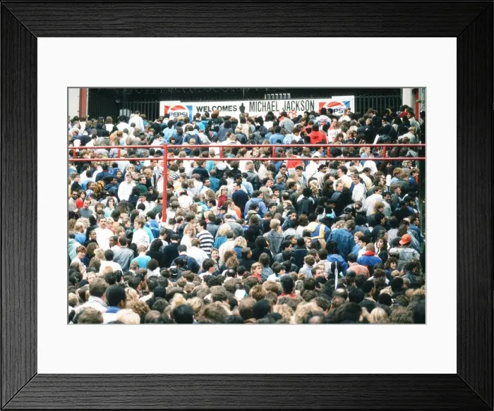 Framed Print : Audience gather outside the Wembley arena prior to the Michael Jackson concert