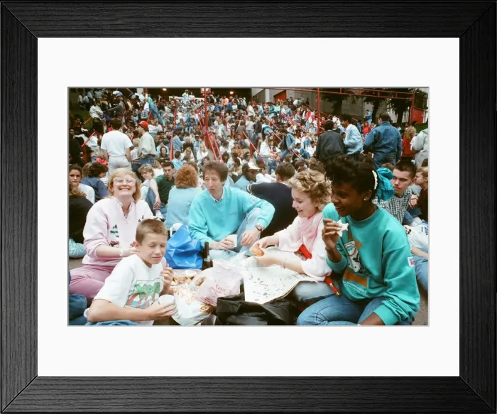 Framed Print : Audience gather outside the Wembley arena prior to the Michael Jackson concert Framed Print : Audience gather outside the Wembley arena prior to the Michael Jackson concert