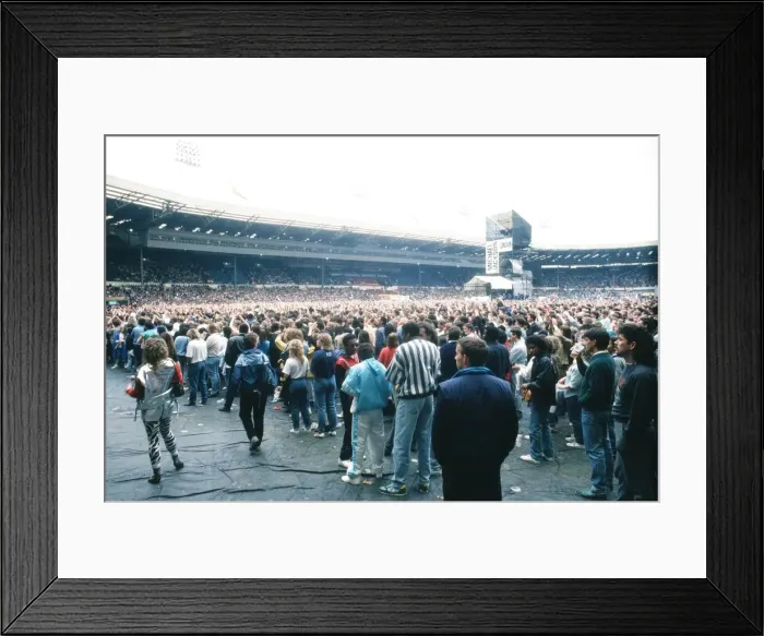 Framed Print : Audience gather outside the Wembley arena prior to the Michael Jackson concert Framed Print : Audience gather outside the Wembley arena prior to the Michael Jackson concert