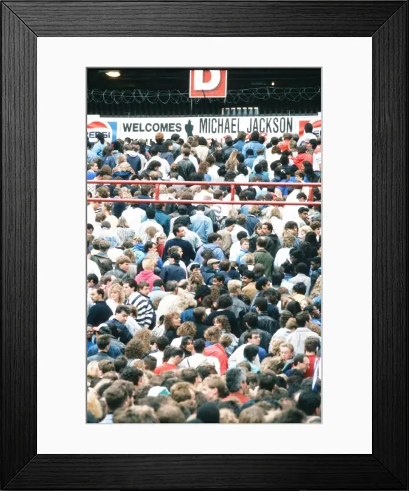Framed Print : Audience gather outside the Wembley arena prior to the Michael Jackson concert Framed Print : Audience gather outside the Wembley arena prior to the Michael Jackson concert