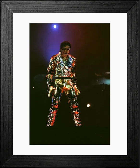 Framed Print : Michael Jackson seen here on stage in Prague. 8th September 1996