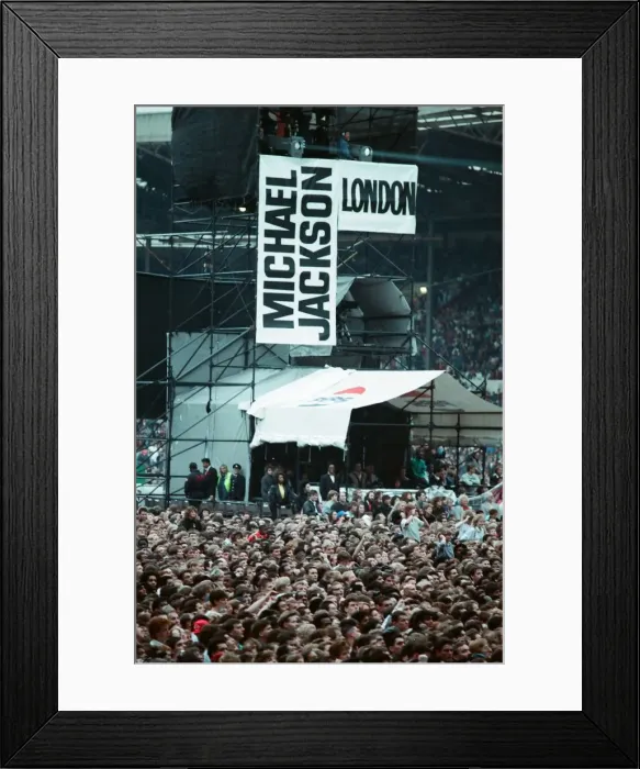 Framed Print : Michael Jackson can be seen performing on stage at Wembley during the Bad concert tour Framed Print : Michael Jackson can be seen performing on stage at Wembley during the Bad concert tour
