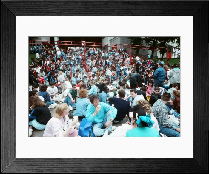 Framed Print : Audience gather outside the Wembley arena prior to the Michael Jackson concert Framed Print : Audience gather outside the Wembley arena prior to the Michael Jackson concert