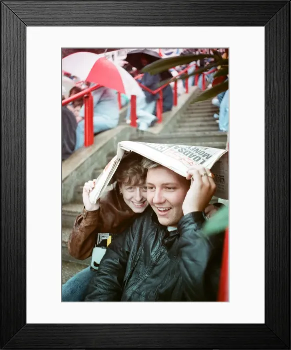 Framed Print : Audience gather outside the Wembley arena prior to the Michael Jackson concert Framed Print : Audience gather outside the Wembley arena prior to the Michael Jackson concert