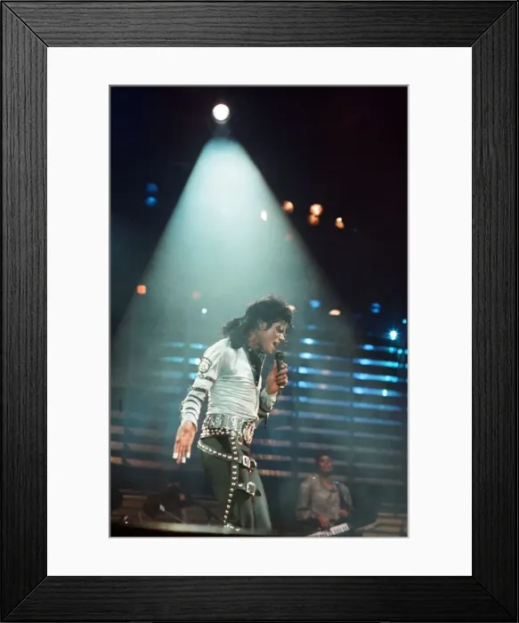 Framed Print : Michael Jackson can be seen performing on stage at Wembley during the Bad concert tour