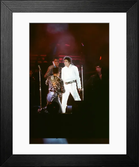 Framed Print : Michael Jackson seen here after perforiming on stage at Wembley during the Bad concert