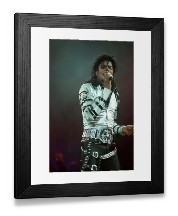 Framed Print : Michael Jackson can be seen performing on stage at Wembley during the Bad concert tour Framed Print : Michael Jackson can be seen performing on stage at Wembley during the Bad concert tour