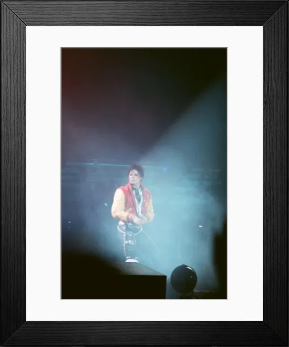 Framed Print : Michael Jackson seen here after perforiming on stage at Wembley during the Bad concert Framed Print : Michael Jackson seen here after perforiming on stage at Wembley during the Bad concert