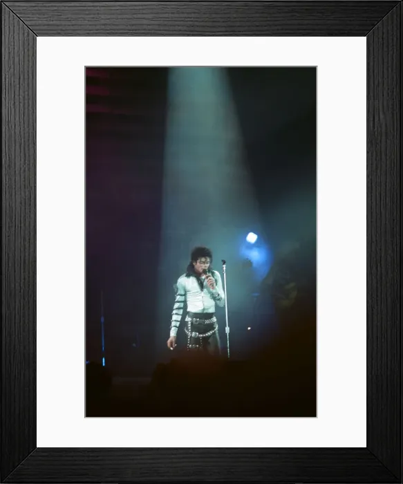 Framed Print : Michael Jackson seen here after perforiming on stage at Wembley during the Bad concert Framed Print : Michael Jackson seen here after perforiming on stage at Wembley during the Bad concert