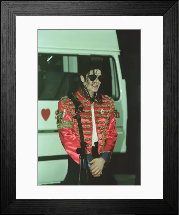 Framed Print : Michael Jackson seen here after perforiming on stage at Sheffield 10th July 1997 Framed Print : Michael Jackson seen here after perforiming on stage at Sheffield 10th July 1997