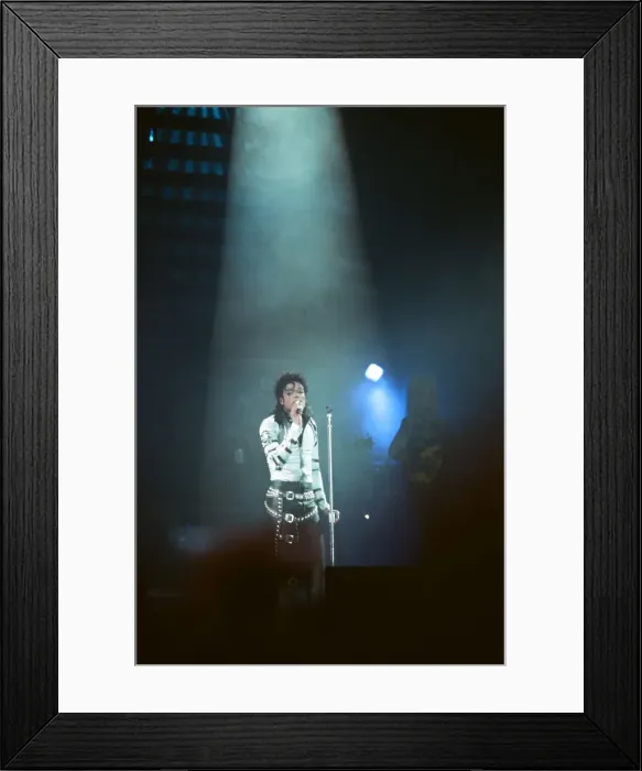 Framed Print : Michael Jackson seen here after perforiming on stage at Wembley during the Bad concert