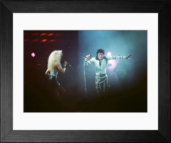 Framed Print : Michael Jackson seen here after perforiming on stage at Wembley during the Bad concert Framed Print : Michael Jackson seen here after perforiming on stage at Wembley during the Bad concert