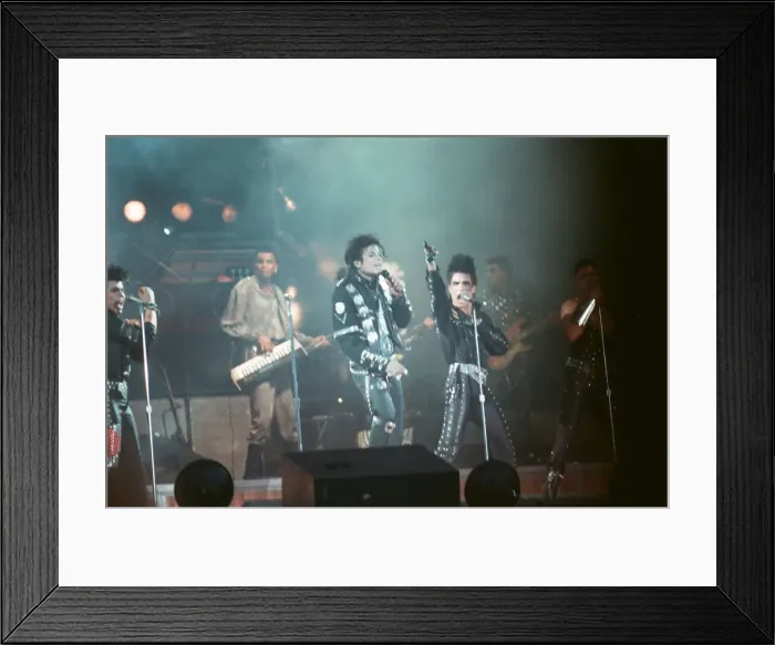 Framed Print : Michael Jackson seen here after perforiming on stage at Wembley during the Bad concert Framed Print : Michael Jackson seen here after perforiming on stage at Wembley during the Bad concert
