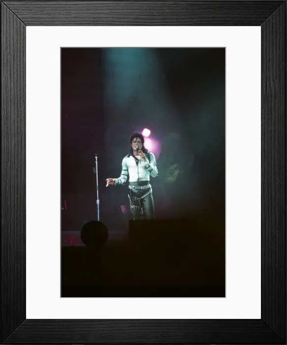 Framed Print : Michael Jackson seen here after perforiming on stage at Wembley during the Bad concert Framed Print : Michael Jackson seen here after perforiming on stage at Wembley during the Bad concert