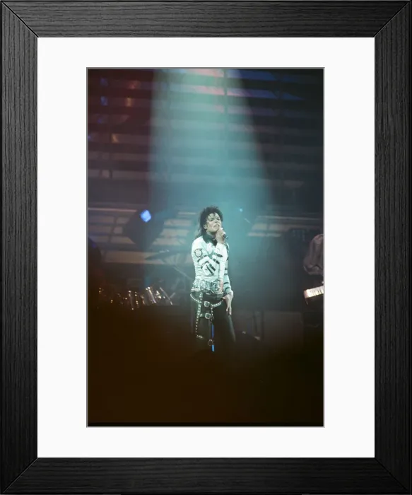 Framed Print : Michael Jackson seen here after perforiming on stage at Wembley during the Bad concert Framed Print : Michael Jackson seen here after perforiming on stage at Wembley during the Bad concert