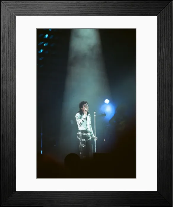 Framed Print : Michael Jackson seen here after perforiming on stage at Wembley during the Bad concert