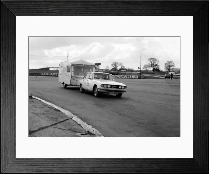 Framed Print : Motorsport: Humour: Unusual. Caravans. International Rally. Silverstone Circuit