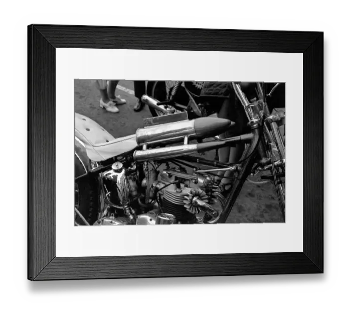 Framed Print : Motorsport: Action: I. O. M. TT Racing: Vintage Bikes and 3 Wheeler Cars on Display