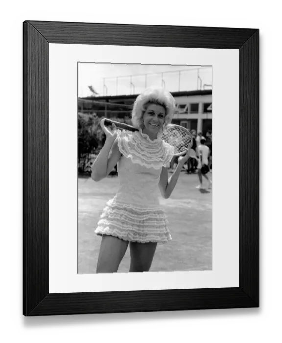 Framed Print : Pre - Wimbledon fashion show at the Hurlingham Club Lea Pericoli wearing a Victorian Framed Print : Pre - Wimbledon fashion show at the Hurlingham Club Lea Pericoli wearing a Victorian