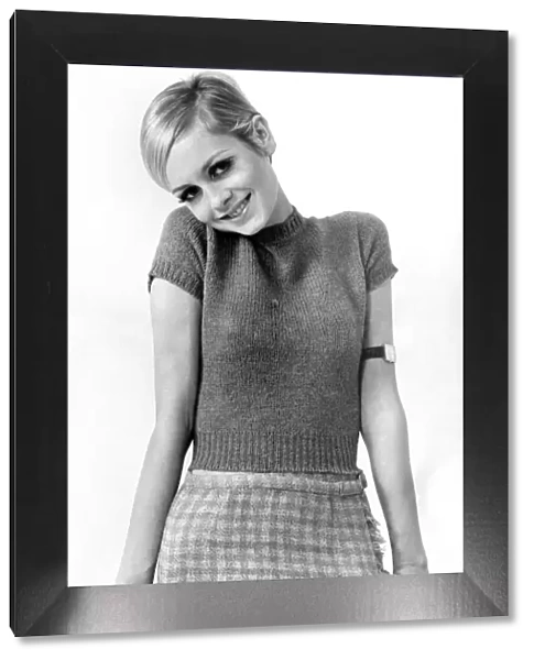 Twiggy modelling the shrunken woolen look. October 1966 P007222