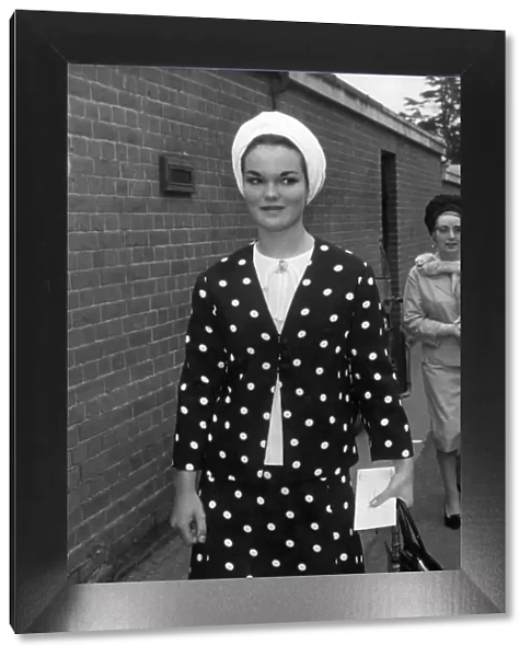 Lady Tavistock-formerly Henrietta Tiarks seen here outside Royal Ascot. June 1965 P007156