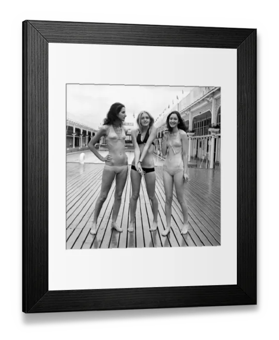 Framed Print : Three women modelling the latest in bikini fashions July 1970 70-6839-003