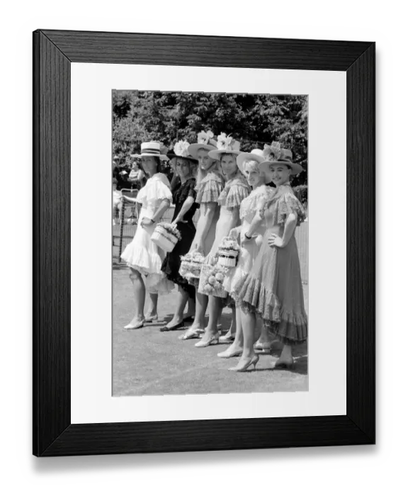 Framed Print : Apres tenis outfits by Teddy Tinling (left to right) Gloria Butler, Gale Chanfreau