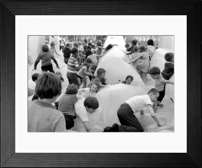 Framed Print : Kids in the Park: It was shoes off in Tabbard Gardens, Bermondsey, today (Saturday) Framed Print : Kids in the Park: It was shoes off in Tabbard Gardens, Bermondsey, today (Saturday)