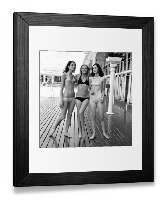 Framed Print : Three women modelling the latest in bikini fashions July 1970 70-6839-007 Framed Print : Three women modelling the latest in bikini fashions July 1970 70-6839-007