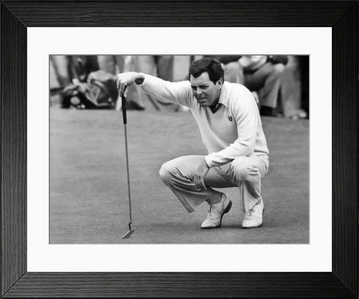 Framed Print : Golf Bernard Gallacher lines-up a putt. Circa 1975 P007057 Framed Print : Golf Bernard Gallacher lines-up a putt. Circa 1975 P007057