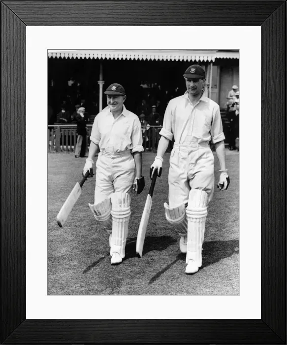 Framed Print : Sussex opening stand of James Parks and John Langridge against Leicestershire Framed Print : Sussex opening stand of James Parks and John Langridge against Leicestershire