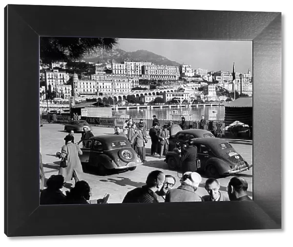 Motor Racing: Monte Carlo Rally 1953. A General view of the arrival of the cars by