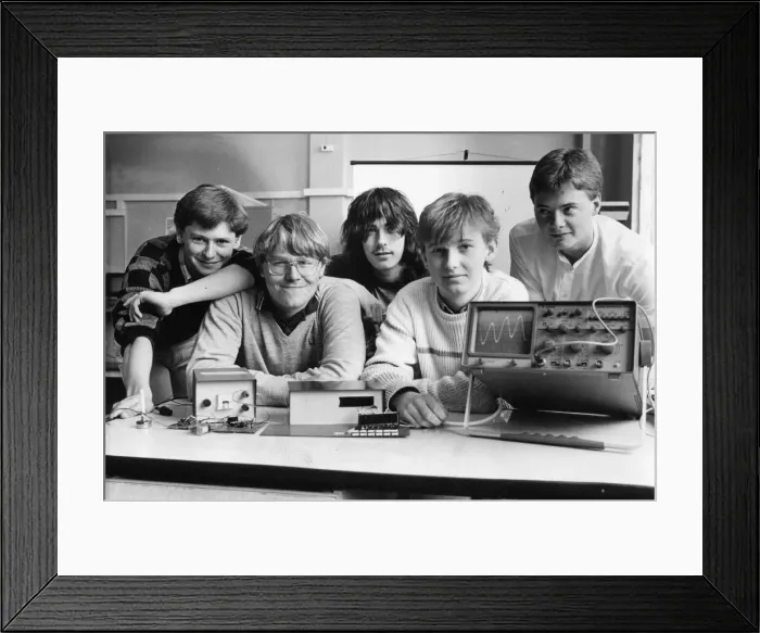 Framed Print : Trainees at the I Tech department of British Shipbuilders