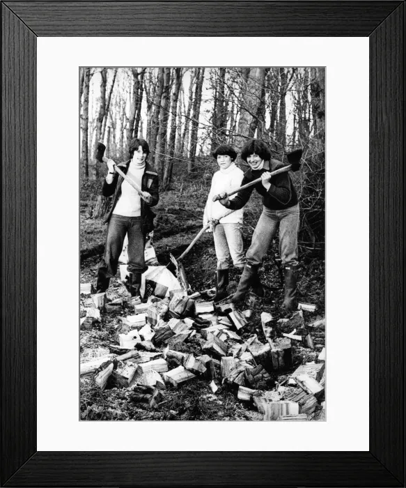 Framed Print : Young farmers, l to r, Jackie Robson, Patricia Manners and Sandra Dickinson chopping wood Framed Print : Young farmers, l to r, Jackie Robson, Patricia Manners and Sandra Dickinson chopping wood