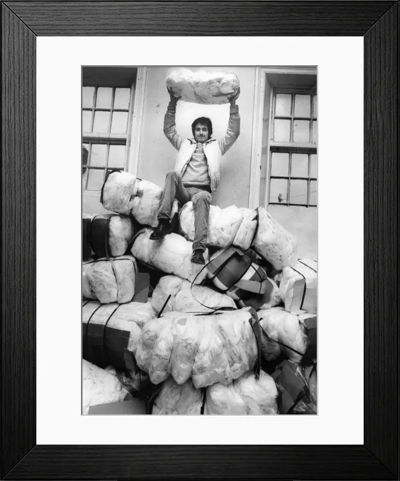 Framed Print : Steven Harrison sits on a pile of wadding products at Prudhoe East Youth Centre Framed Print : Steven Harrison sits on a pile of wadding products at Prudhoe East Youth Centre