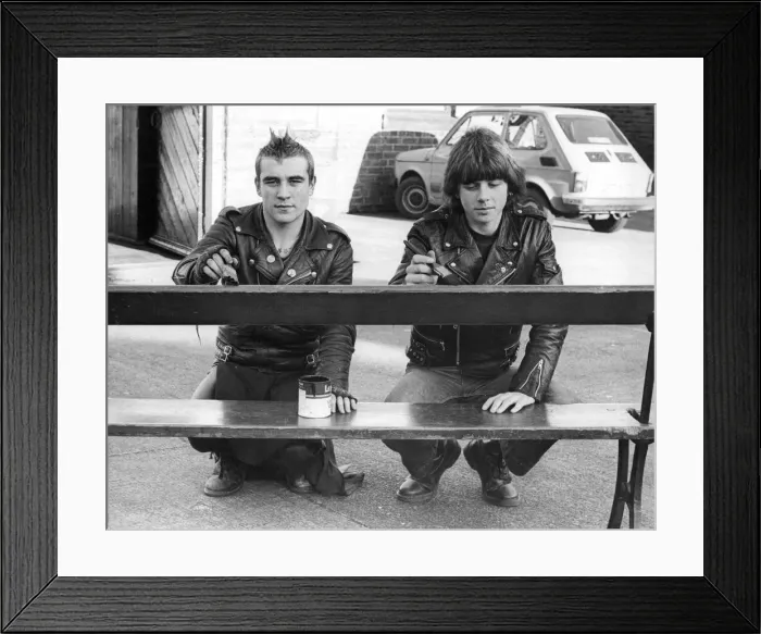 Framed Print : Punks painting benches at Prudhoes Oakfield Park, Mick Long, left, and Tony Monnelly Framed Print : Punks painting benches at Prudhoes Oakfield Park, Mick Long, left, and Tony Monnelly