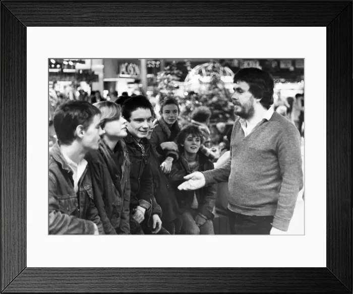 Framed Print : Young people invited to the local youth club by a youth leader in Newcastle in 1983 Framed Print : Young people invited to the local youth club by a youth leader in Newcastle in 1983